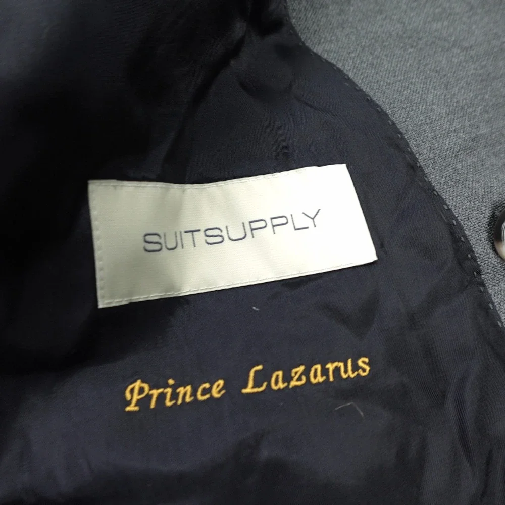 Suitsupply Jacket 46R Gray La Spalla Wool Double Breasted Blazer Lanificio Rogna